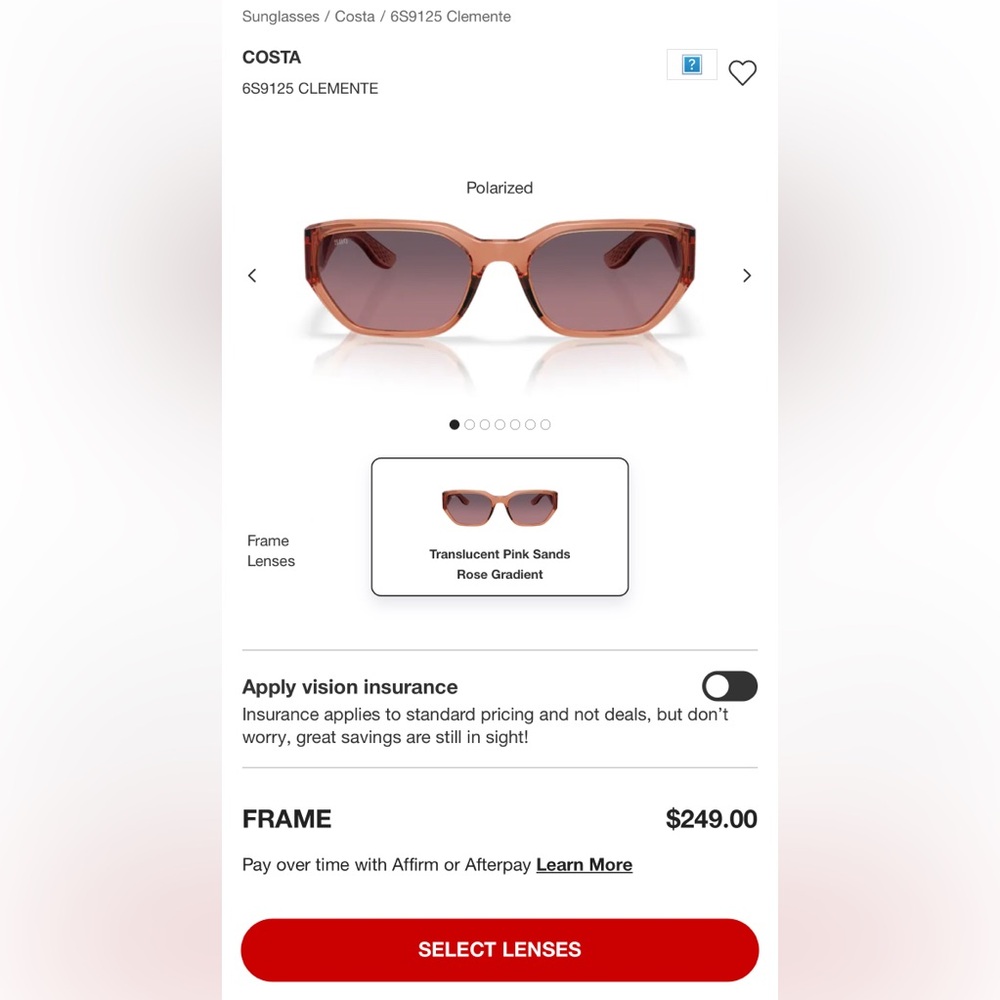Costa Clemente Sunglasses - Women Translucent Pink Sands - Polarized - Picture 14 of 14